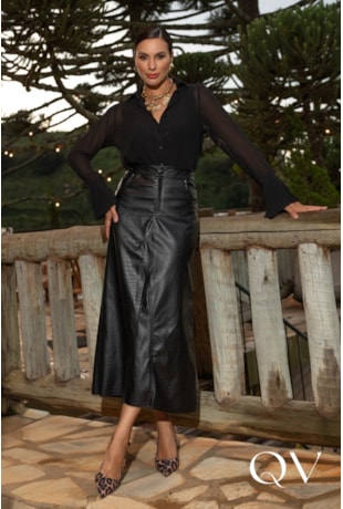 CAMISA EM MUSSELINE PRETO - ARTSY