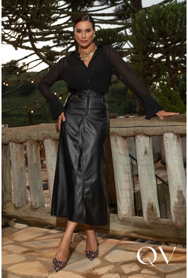 CAMISA EM MUSSELINE PRETO - ARTSY CAMISA EM MUSSELINE PRETO - ARTSY