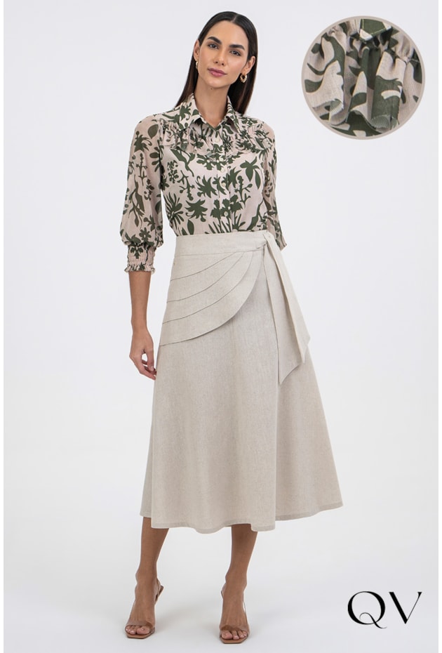 CAMISA EM TECIDO PLANO ESTAMPADO ROSE - VIA TOLENTINO CAMISA EM TECIDO PLANO ESTAMPADO ROSE - VIA TOLENTINO