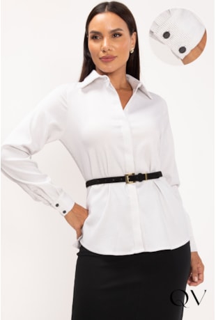 CAMISA EM TRICOLINE BORDADO BRANCO - LEKAZIS