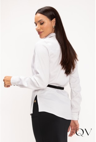 CAMISA EM TRICOLINE BORDADO BRANCO - LEKAZIS