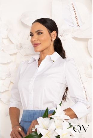 CAMISA EM TRICOLINE COM ENTREMEIO BRANCO - LEKAZIS