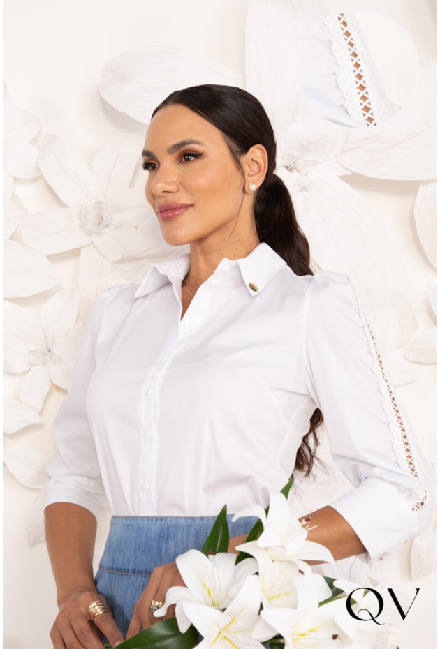 CAMISA EM TRICOLINE COM ENTREMEIO BRANCO - LEKAZIS