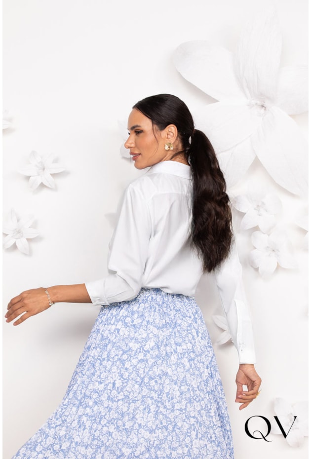 CAMISA EM TRICOLINE COM FENDA LATERAL BRANCO - LEKAZIS CAMISA EM TRICOLINE COM FENDA LATERAL BRANCO - LEKAZIS