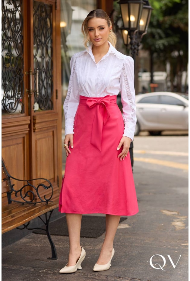 CAMISA EM TRICOLINE COM RENDA E GUIPIR OFF - DOCE MARIA CAMISA EM TRICOLINE COM RENDA E GUIPIR OFF - DOCE MARIA