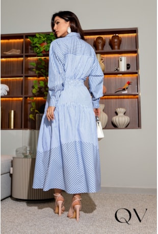 CAMISA EM TRICOLINE FIO TINTO LISTRADA - LUZIA FAZZOLLI