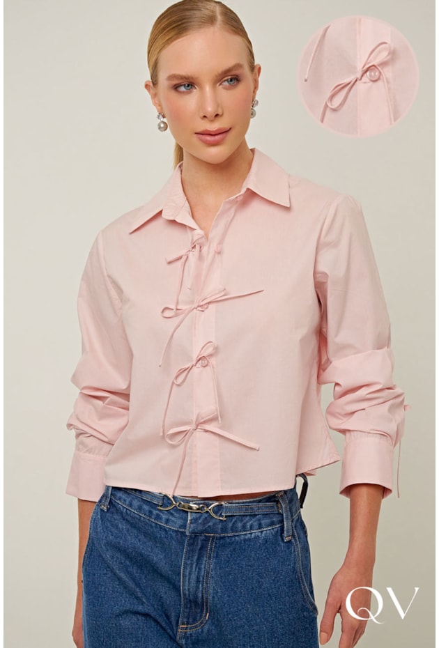 CAMISA EM TRICOLINE PALETIZADA ROSA - LINDA DE MORER