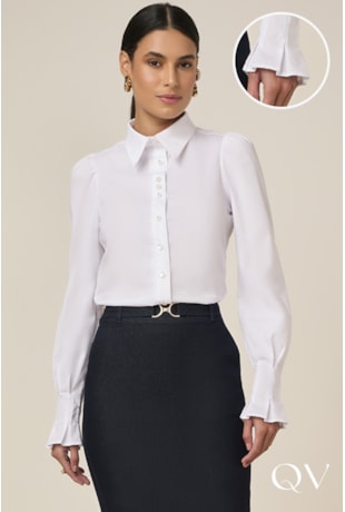 CAMISA EM TRICOLINE PUNHO BRANCO - TITANIUM JEANS