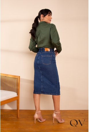 CAMISA EM TRICOLINE VERDE MILITAR - LEKAZIS