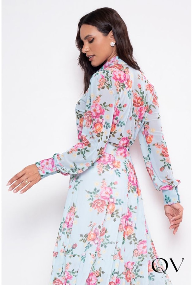 CAMISA EM TULE FLORAL AZUL - LEKAZIS CAMISA EM TULE FLORAL AZUL - LEKAZIS