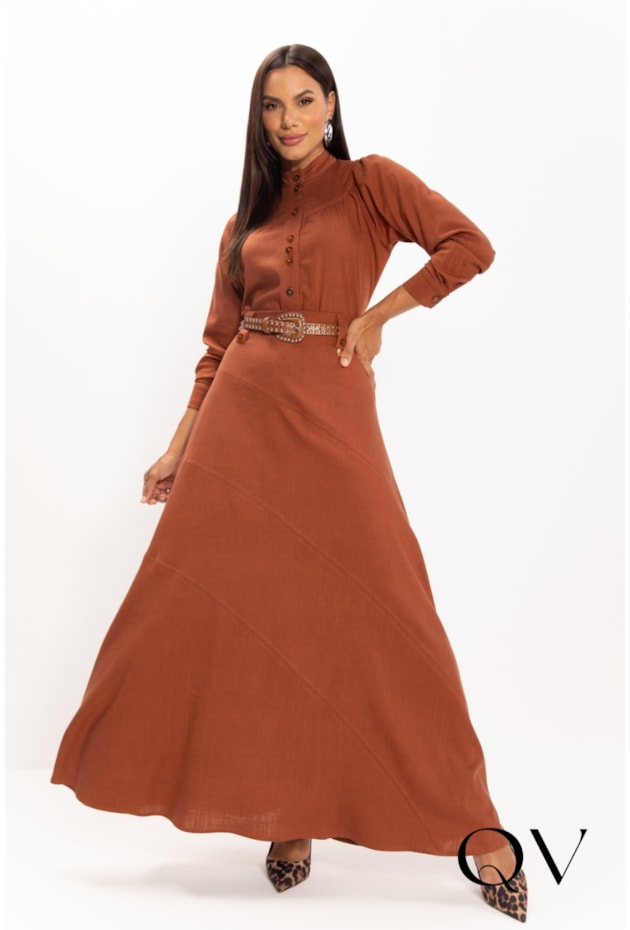 CAMISA EM VISCOLINHO CARAMELO - LEKAZIS CAMISA EM VISCOLINHO CARAMELO - LEKAZIS