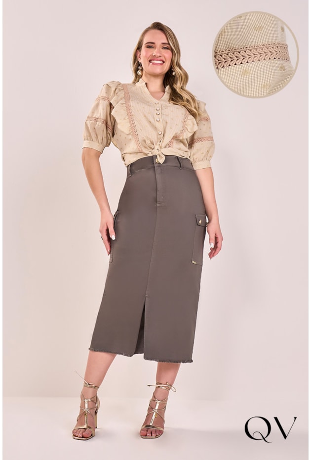 CAMISA EM VISCOSE BEGE - FASCÍNIUS CAMISA EM VISCOSE BEGE - FASCÍNIUS