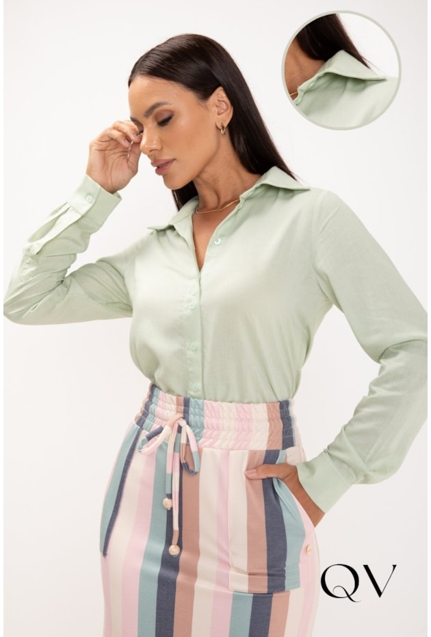 CAMISA EM VISCOSE CLÁSSICA VERDE - LEKAZIS CAMISA EM VISCOSE CLÁSSICA VERDE - LEKAZIS