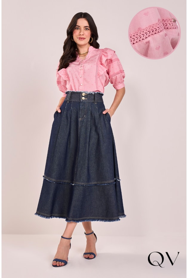 CAMISA EM VISCOSE ROSA - FASCÍNIUS