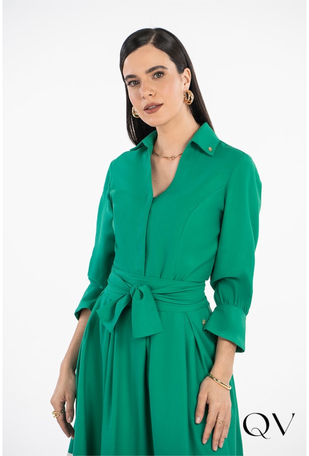 CAMISA EM VISCOSE VERDE - VIA TOLENTINO