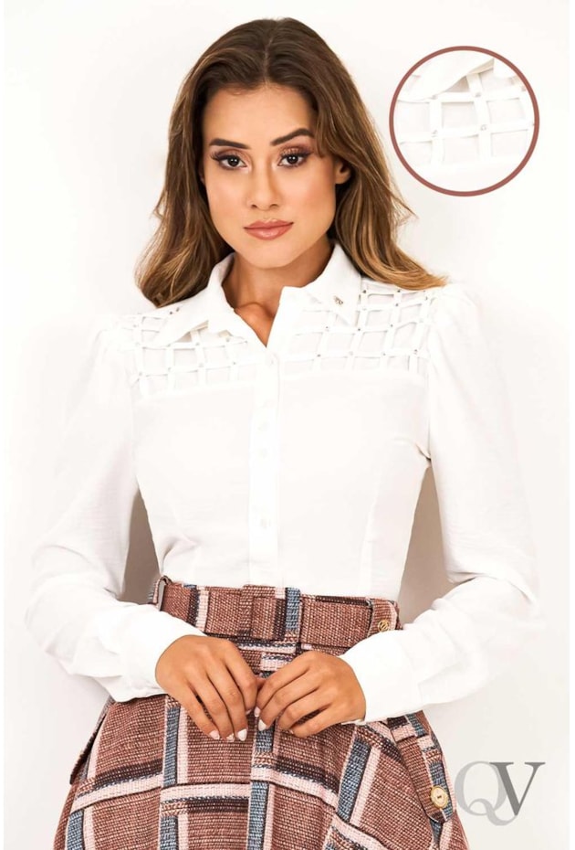 CAMISA ENTRELACE PALA OFF WHITE - VIA TOLENTINO CAMISA ENTRELACE PALA OFF WHITE - VIA TOLENTINO