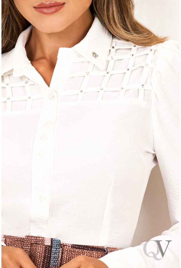 CAMISA ENTRELACE PALA OFF WHITE - VIA TOLENTINO CAMISA ENTRELACE PALA OFF WHITE - VIA TOLENTINO