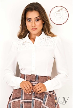CAMISA ENTRELACE PALA OFF WHITE - VIA TOLENTINO