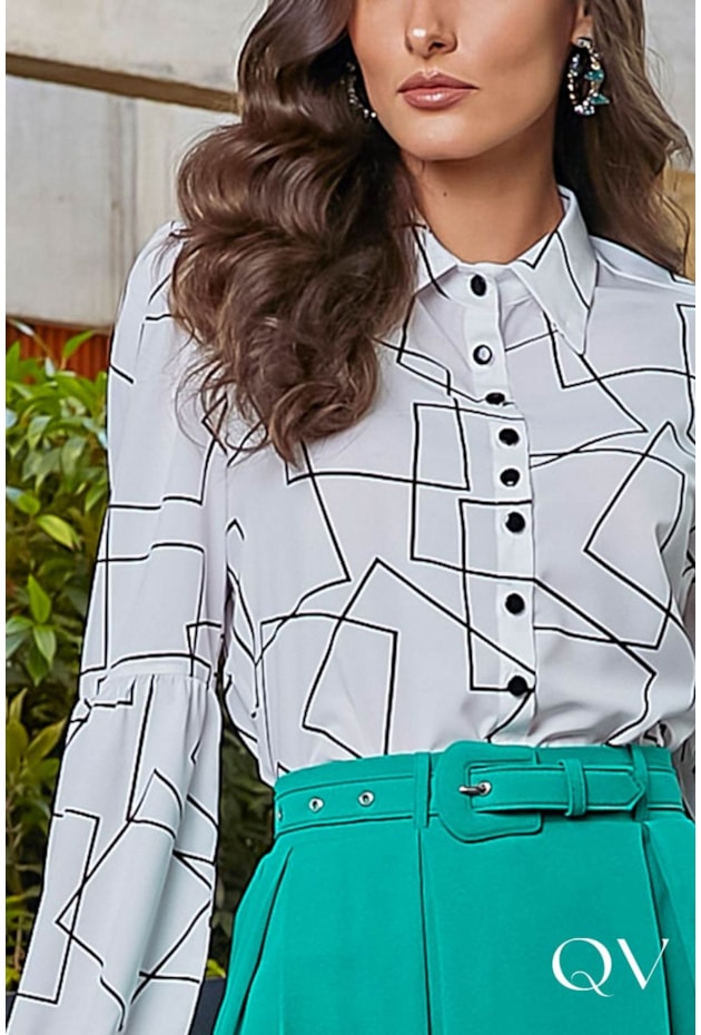 CAMISA ESTAMPA GEOGRÁFICA OFF WHITE - JANY PIM CAMISA ESTAMPA GEOGRÁFICA OFF WHITE - JANY PIM