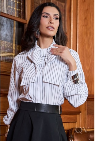 CAMISA FIO TINTO EM TRICOLINE LISTRADA - LUZIA FAZZOLLI