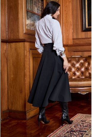 CAMISA FIO TINTO EM TRICOLINE LISTRADA - LUZIA FAZZOLLI