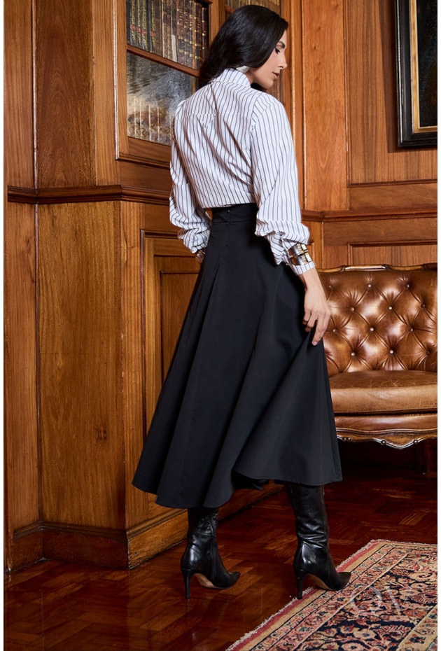 CAMISA FIO TINTO EM TRICOLINE LISTRADA - LUZIA FAZZOLLI
