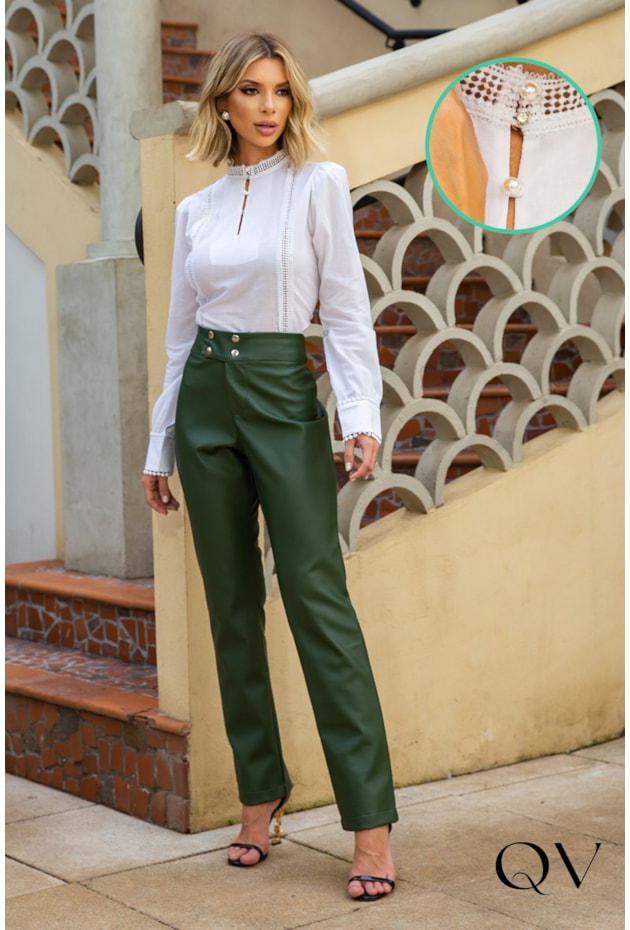 CAMISA GOLA PADRE COM ENTREMEIOS BRANCO - EVA BELLA CAMISA GOLA PADRE COM ENTREMEIOS BRANCO - EVA BELLA