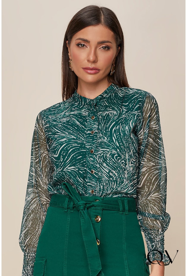 CAMISA GOLA PADRE ESTAMPADA VERDE - TITANIUM JEANS CAMISA GOLA PADRE ESTAMPADA VERDE - TITANIUM JEANS