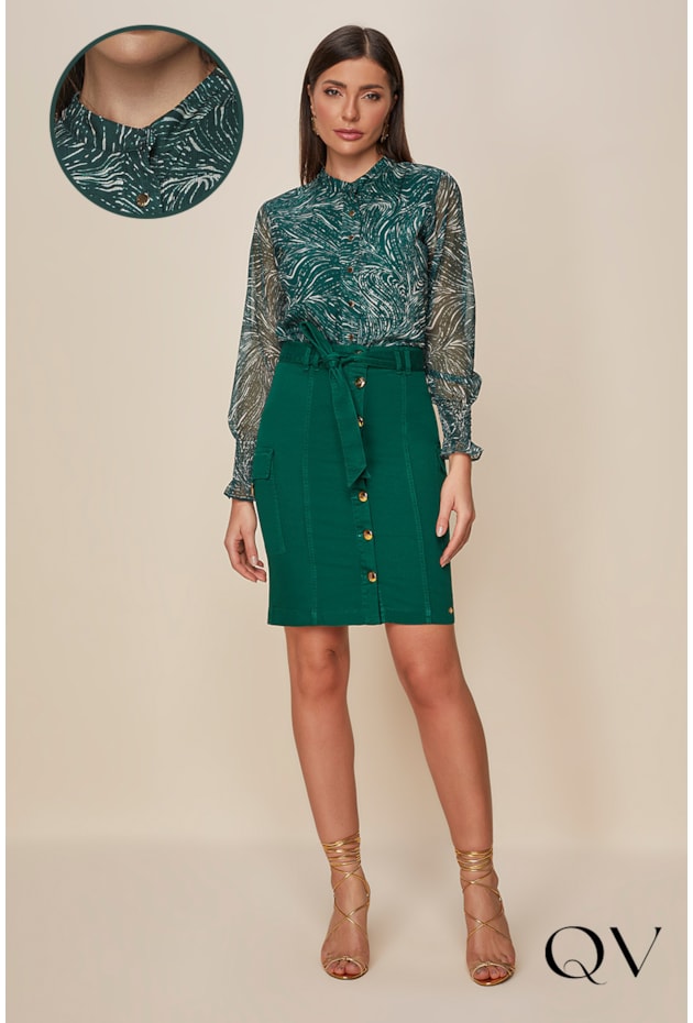 CAMISA GOLA PADRE ESTAMPADA VERDE - TITANIUM JEANS CAMISA GOLA PADRE ESTAMPADA VERDE - TITANIUM JEANS