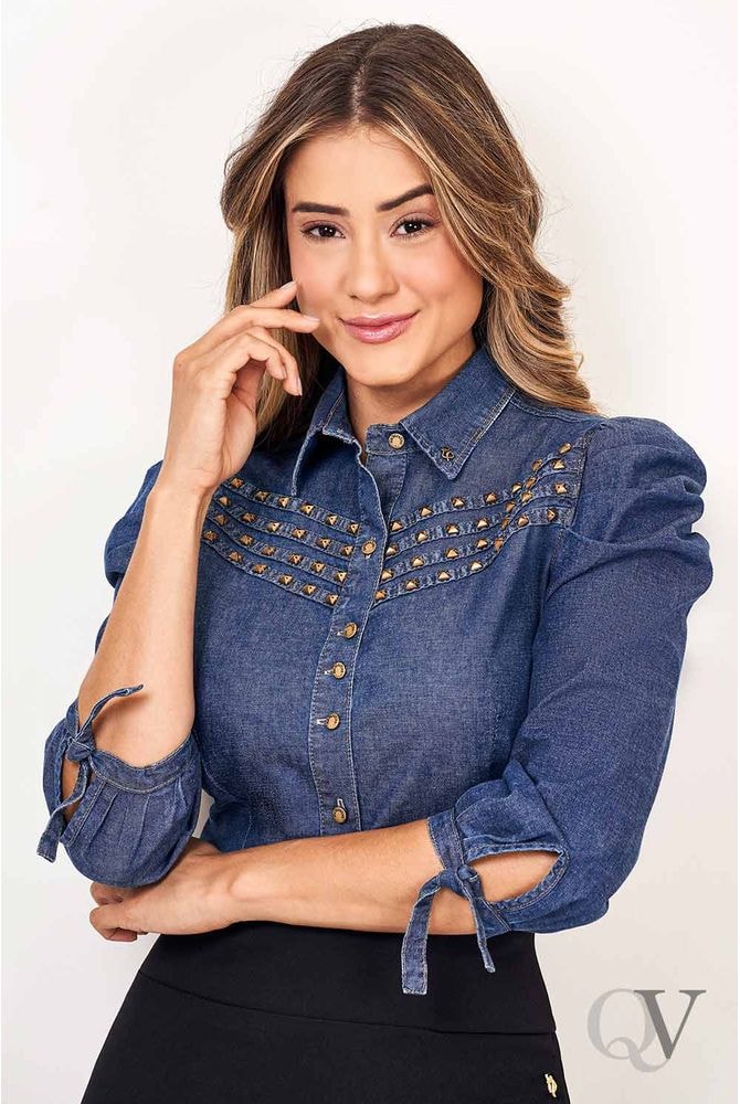 Camisa jeans 2024 feminina stretch