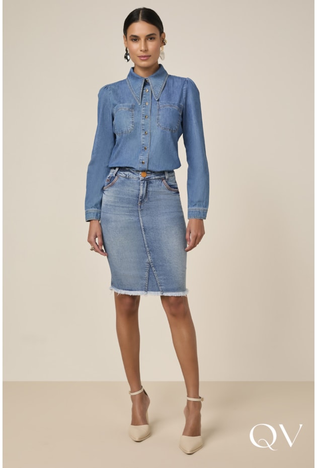 CAMISA JEANS COM BOLSOS AZUL - TITANIUM JEANS CAMISA JEANS COM BOLSOS AZUL - TITANIUM JEANS