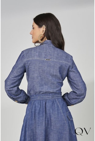 CAMISA JEANS COM LAÇO AZUL - TITANIUM JEANS