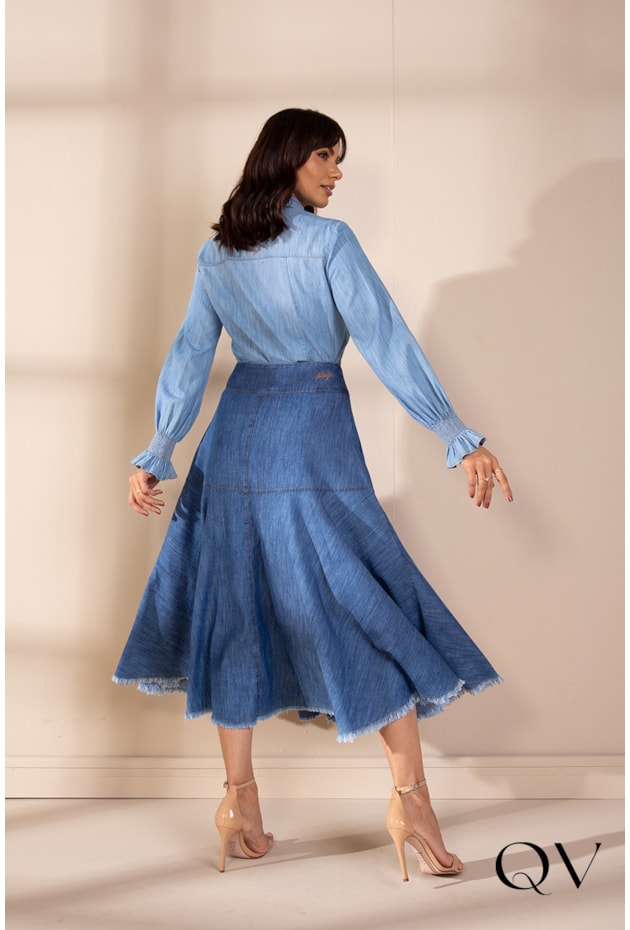 CAMISA JEANS COM LASTEX NO PUNHO - LEKAZIS CAMISA JEANS COM LASTEX NO PUNHO - LEKAZIS