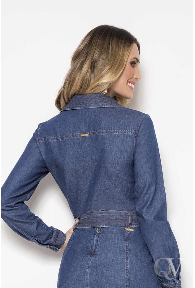 CAMISA JEANS MANGA LONGA BOTÕES COM BOLSO FRONTAL - LAURA ROSA CAMISA JEANS MANGA LONGA BOTÕES COM BOLSO FRONTAL - LAURA ROSA