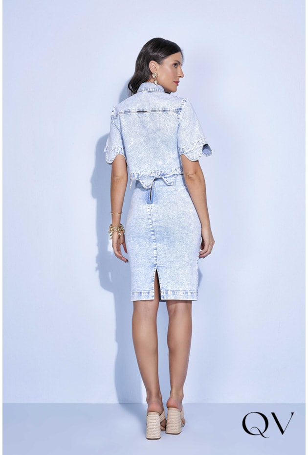 CAMISA JEANS RECORTE ARREDONDADO - TITANIUM JEANS CAMISA JEANS RECORTE ARREDONDADO - TITANIUM JEANS