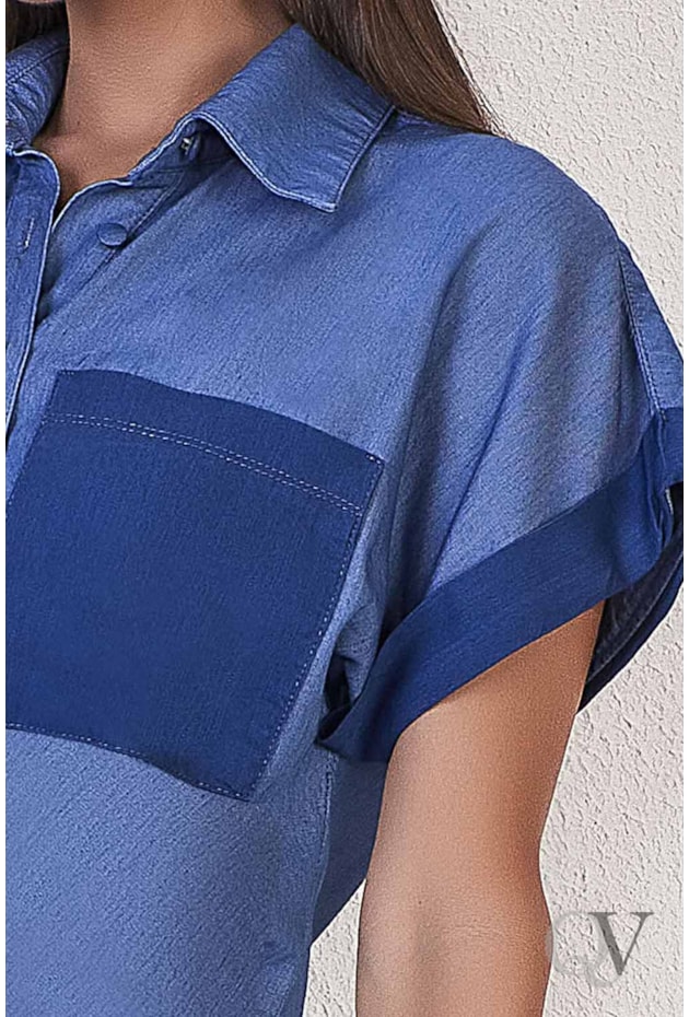 CAMISA JEANS RECORTES E AMARRAÇÃO FRONTAL - TITANIUM JEANS CAMISA JEANS RECORTES E AMARRAÇÃO FRONTAL - TITANIUM JEANS