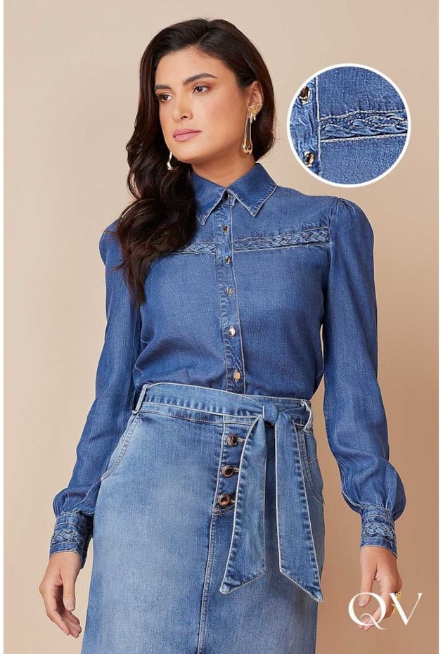 CAMISA JEANS SUSTENTÁVEL MANGA LONGA - TITANIUM JEANS CAMISA JEANS SUSTENTÁVEL MANGA LONGA - TITANIUM JEANS