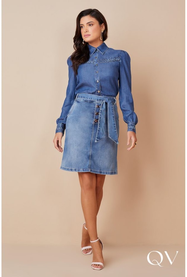 CAMISA JEANS SUSTENTÁVEL MANGA LONGA - TITANIUM JEANS CAMISA JEANS SUSTENTÁVEL MANGA LONGA - TITANIUM JEANS