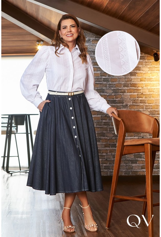 CAMISA LAISE COM PREGAS BRANCO - LUZIA FAZZOLLI CAMISA LAISE COM PREGAS BRANCO - LUZIA FAZZOLLI