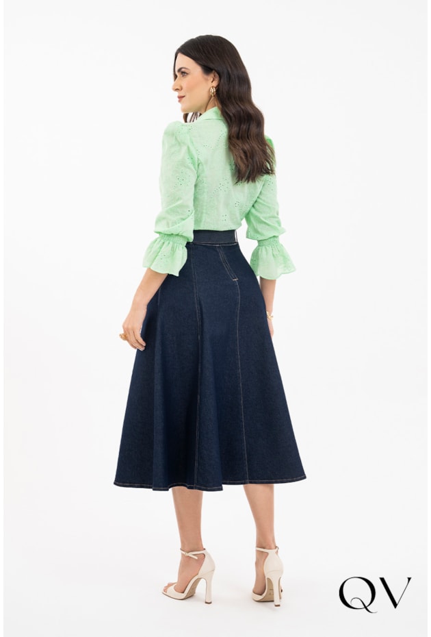 CAMISA LAISE PUNHO LASTEX VERDE - VIA TOLENTINO CAMISA LAISE PUNHO LASTEX VERDE - VIA TOLENTINO