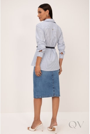 CAMISA LISTRADA BORDADA EM MINI POÁS EM CAMBRAIA COM ALGODÃO AZUL - LEKAZIS CAMISA LISTRADA BORDADA EM MINI POÁS EM CAMBRAIA COM ALGODÃO AZUL - LEKAZIS