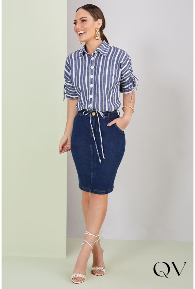 CAMISA LISTRADO COM AMARRAÇÃO - TITANIUM JEANS CAMISA LISTRADO COM AMARRAÇÃO - TITANIUM JEANS