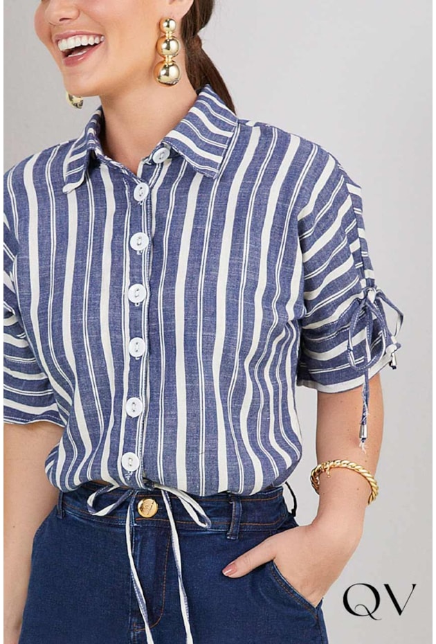 CAMISA LISTRADO COM AMARRAÇÃO - TITANIUM JEANS CAMISA LISTRADO COM AMARRAÇÃO - TITANIUM JEANS