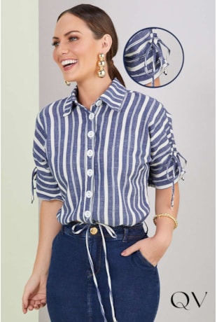 CAMISA LISTRADO COM AMARRAÇÃO - TITANIUM JEANS
