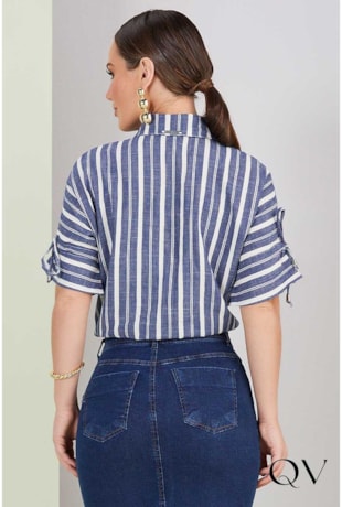 CAMISA LISTRADO COM AMARRAÇÃO - TITANIUM JEANS