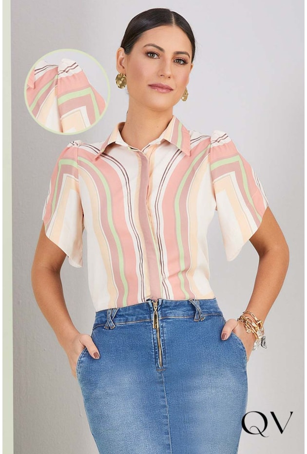 CAMISA LISTRAS ESTAMPA EXCLUSIVA - TITANIUM JEANS CAMISA LISTRAS ESTAMPA EXCLUSIVA - TITANIUM JEANS