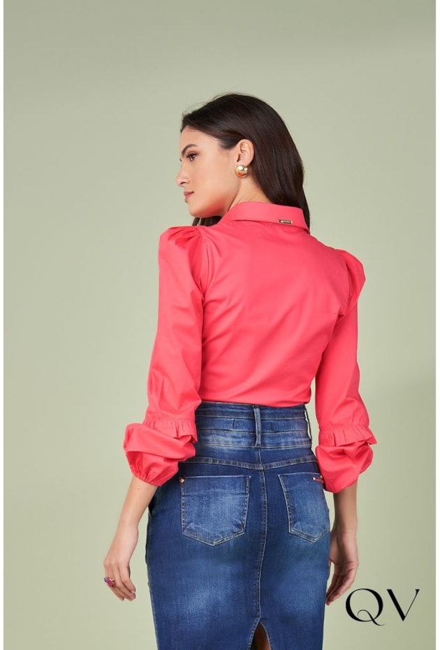 CAMISA MANGA LONGA COM BABADOS ROSA - TITANIUM JEANS CAMISA MANGA LONGA COM BABADOS ROSA - TITANIUM JEANS