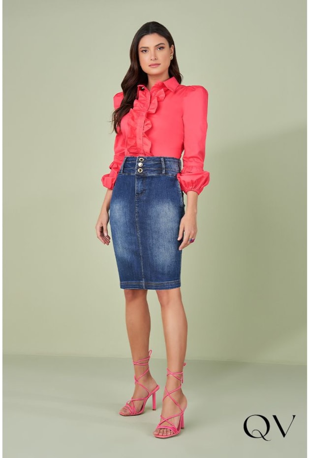 CAMISA MANGA LONGA COM BABADOS ROSA - TITANIUM JEANS CAMISA MANGA LONGA COM BABADOS ROSA - TITANIUM JEANS