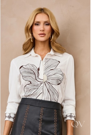 CAMISA MANGA LONGA EM VISCOSE OFF WHITE - ARTSY