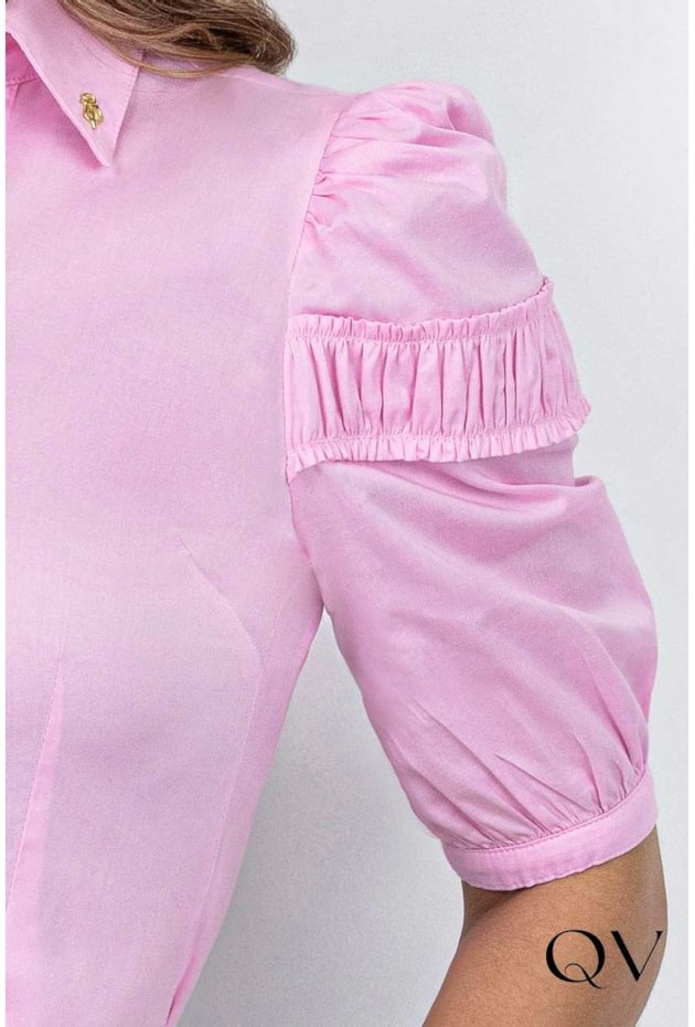 CAMISA MANGAS DRAPEADAS ROSA - VIA TOLENTINO CAMISA MANGAS DRAPEADAS ROSA - VIA TOLENTINO
